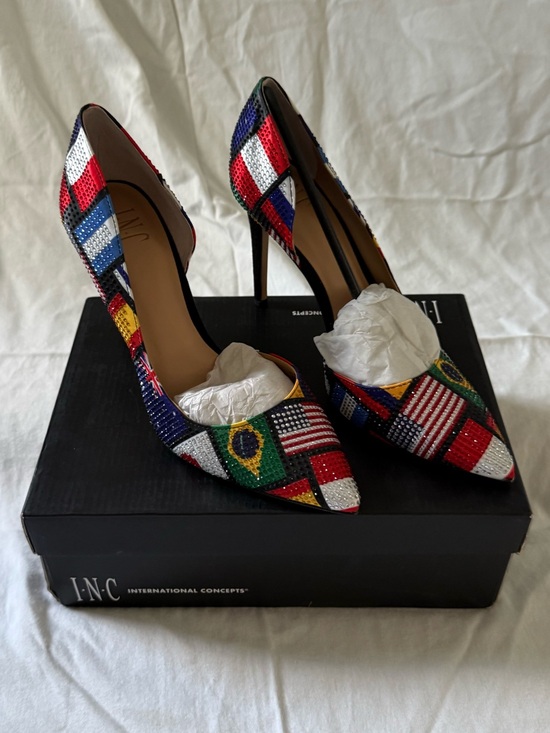INC International Concepts Shoes - INC International Concepts Colorful Flag Kenjay D'Orsay Heels, Size 8.5